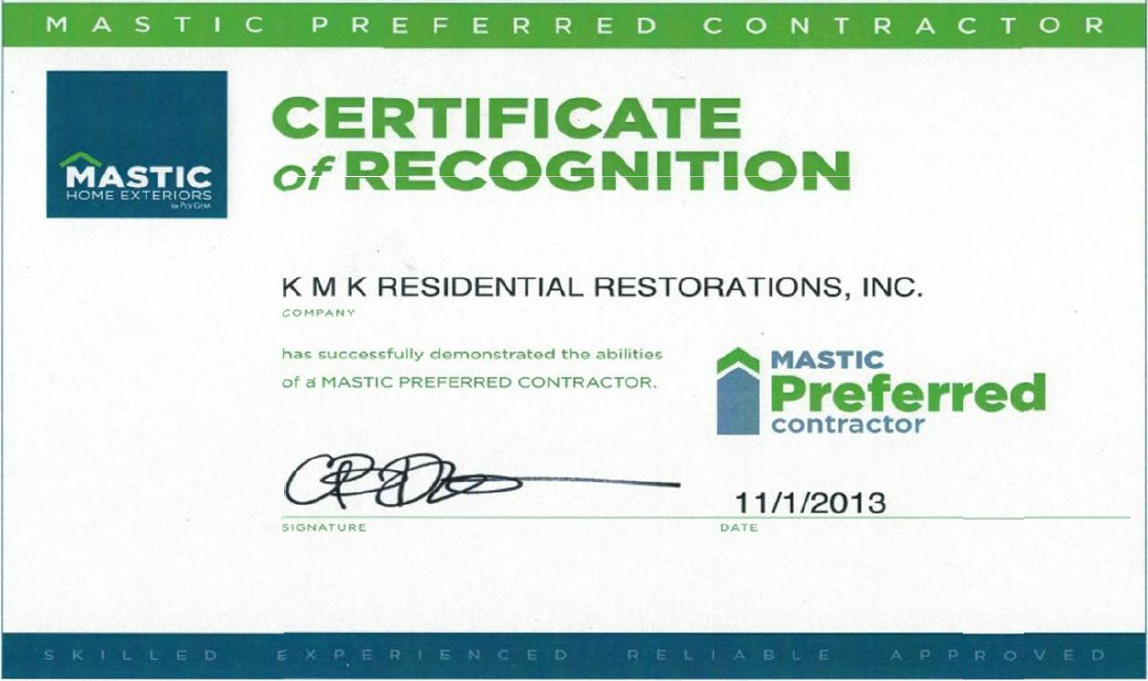 Roofing Contractor Certificates